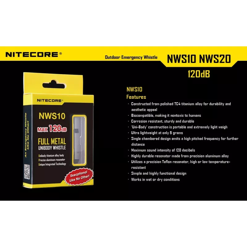 Silbato de exterior EMERGENCY/120DB NWS10 Nitecore
