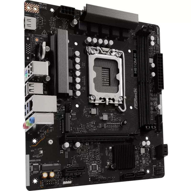 Placa base ASROCK H810M‑X micro ATX Intel H810 LGA 1851 DDR5 2× DIMM 128GB M.2 2.5GbE HDMI DisplayPort