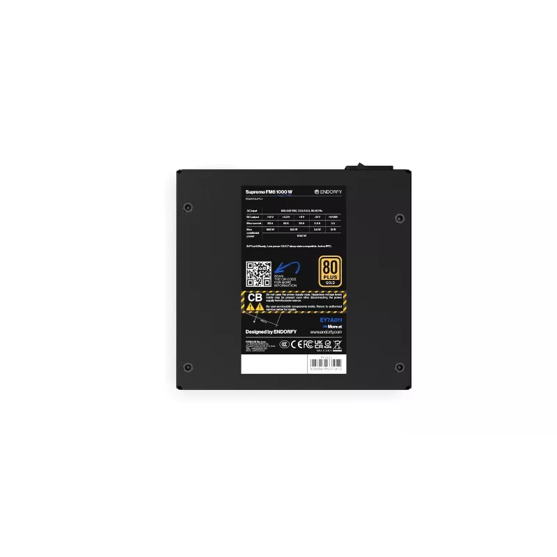 Fuente de alimentación Endorfy Supremo FM6 1000W, 80 PLUS Gold, ATX 3.1, Modular, Negro