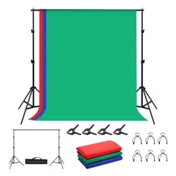 Set de pies de fondo Puluz PKT5204 2×2 m con 3 fondos — set de pies de fondo de estudio