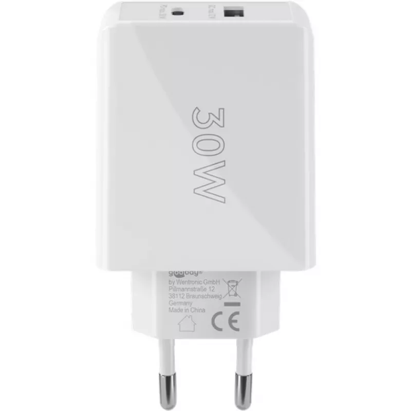 Goobay Dual USB-C™ PD (Power Delivery) Cargador Rápido (30 W) (61674)