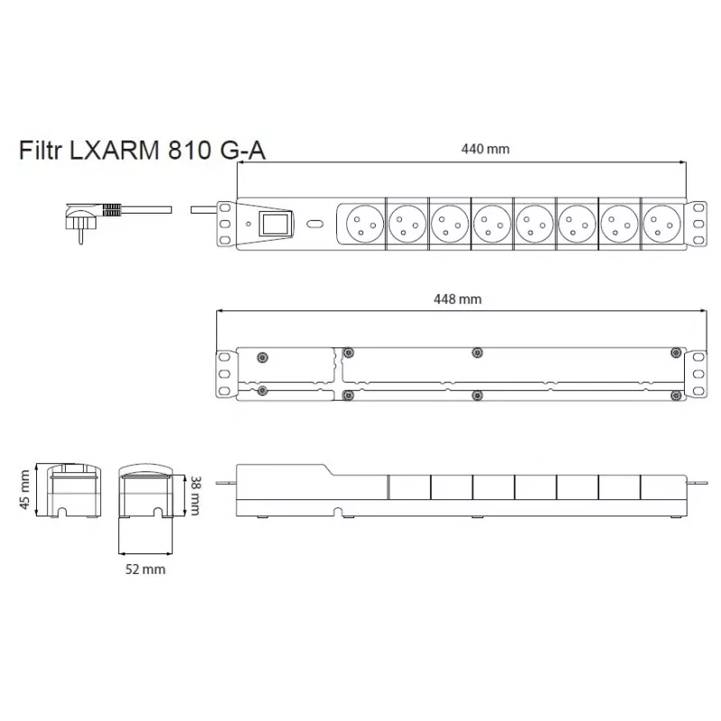 LESTAR LXARM 810 G-A K.:CZ 1,5M 19PDU negro 8 tomas de corriente AC 230 V 1,5 m