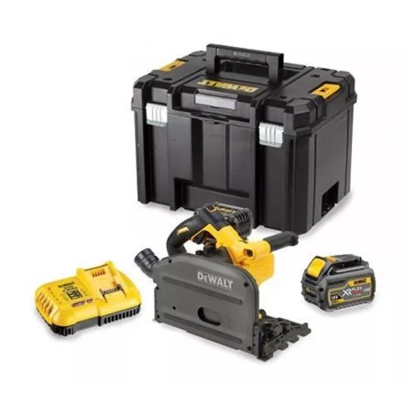Sierra circular de mano DEWALT DCS520T2 54V 2x XR FLEXVOLT 6Ah TSTAK negra, amarilla