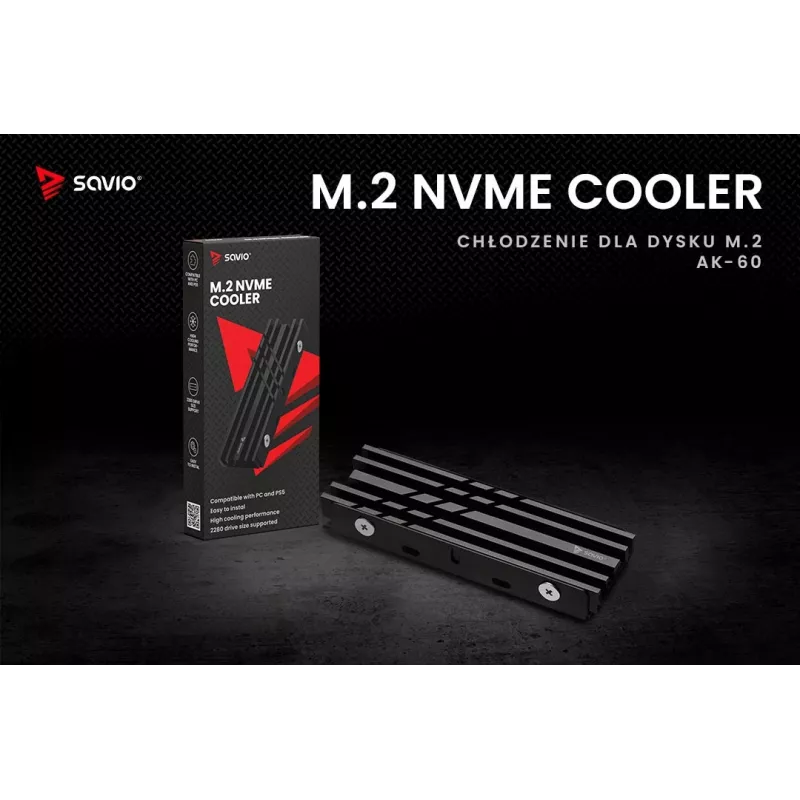 SAVIO AK-60 disipador para unidades M.2 NVMe 2280, negro