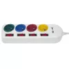 Regleta MACLEAN MCE229W — 4 tomas, 2× USB, cable de 1,5 m, tipo F, 10 A, blanca