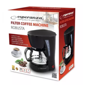 Cafetera de filtro ESPERANZA EKC006, depósito de agua de 0,6 l, 650 W, negra, para encimera
