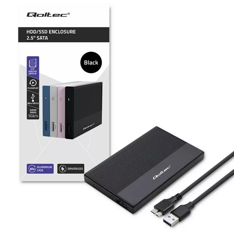 Carcasa para SSD/HDD SATA de 2,5 pulgadas QOLTEC 52277 USB 3.0