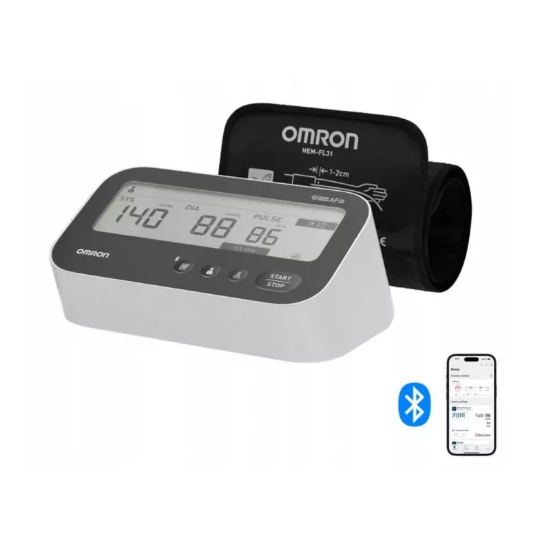 Monitor de tensión arterial de brazo OMRON M4 Connect Afib