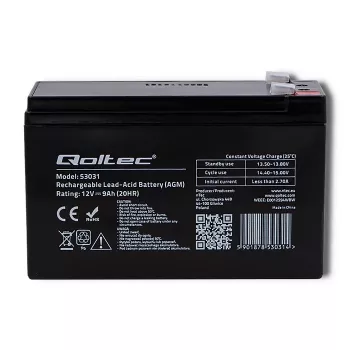 Batería para SAI QOLTEC 53031 12V 9Ah verde, 152×94×65 mm, 2,35 kg