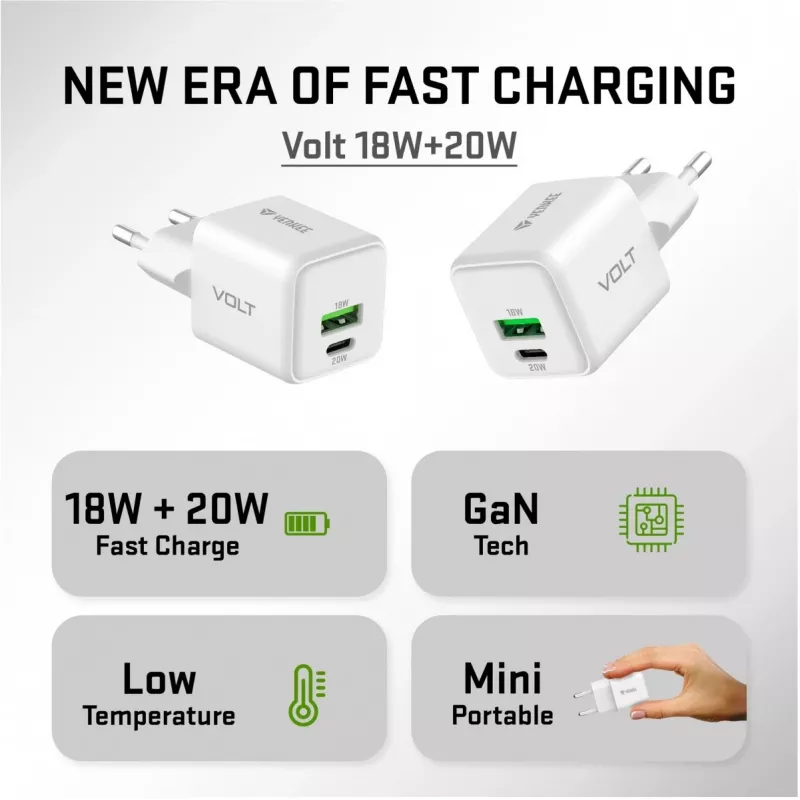 Cargador de red USB-C/A YENKEE YAC G38 20W 3A Power Delivery (USB-C y USB-A)
