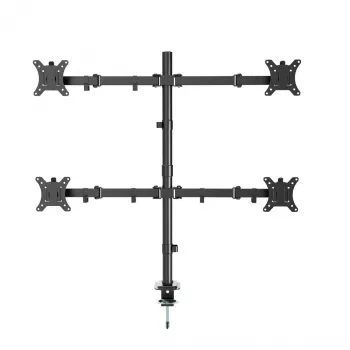 Soporte para monitor Gembird MA-D4-01, pinza de mesa para hasta 4 pantallas, 32 pulgadas (81,3 cm), 40 kg, VESA 75x75–100x100, negro