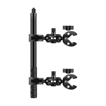 Soporte para moto y bicicleta Puluz PU495B — dos abrazaderas y palo selfie extensible de 150 cm
