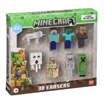 Gomas de borrar 3D MINECRAFT - pack de 8 caja deluxe Ver.A