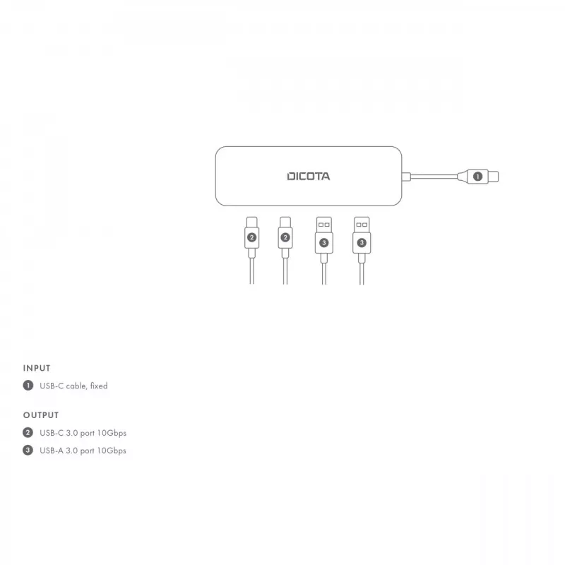 Hub USB Type-C DICOTA D32061 10000 Mbit/s Plata