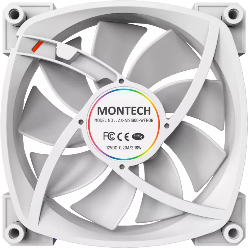 Ventilador de caja Montech AX120 120mm PWM ARGB, pack de 3, Blanco
