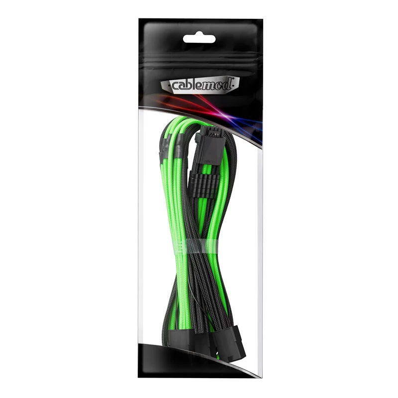 Cable CableMod 12VHPWR a 3× PCIe ModMesh 45 cm, negro/verde claro
