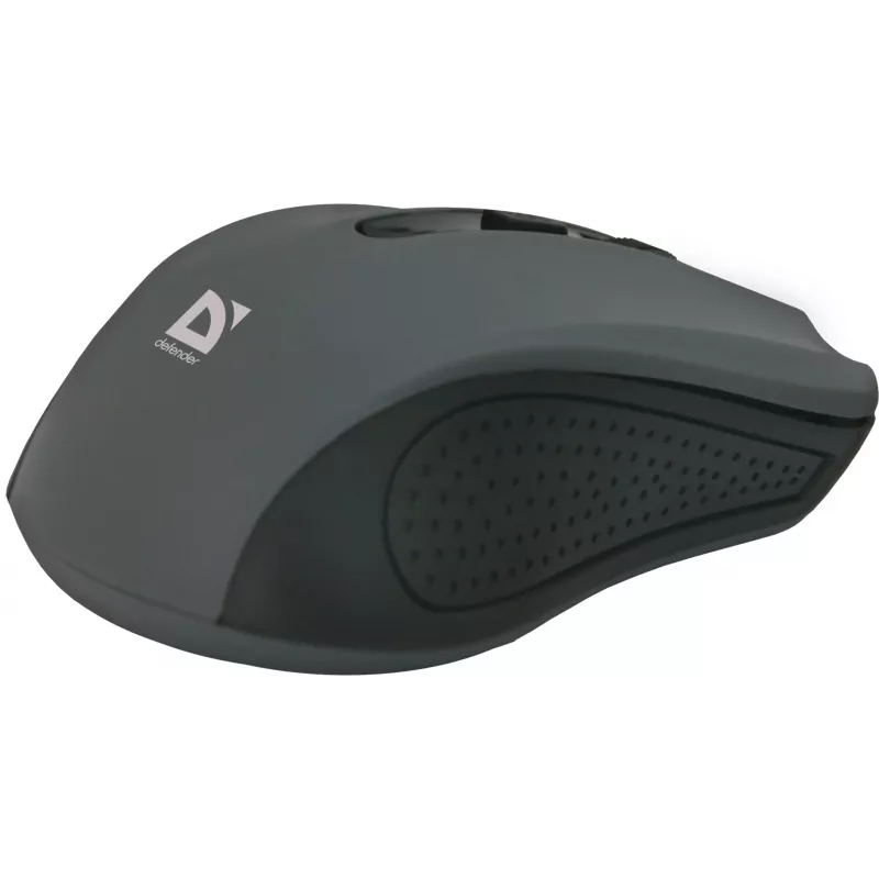Ratón óptico inalámbrico DEFENDER MM-935 RF, ambidiestro, 1600 DPI, gris, receptor USB, pilas AAA