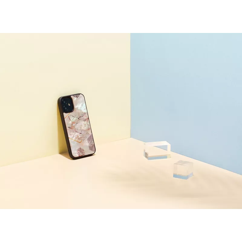 Funda protectora iKins para Apple iPhone 12 mini — patrón de mármol rosa, ajuste fino