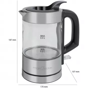 Hervidor ProfiCook PC-WKS 1228 G 0,5 L 1100 W acero inoxidable, transparente