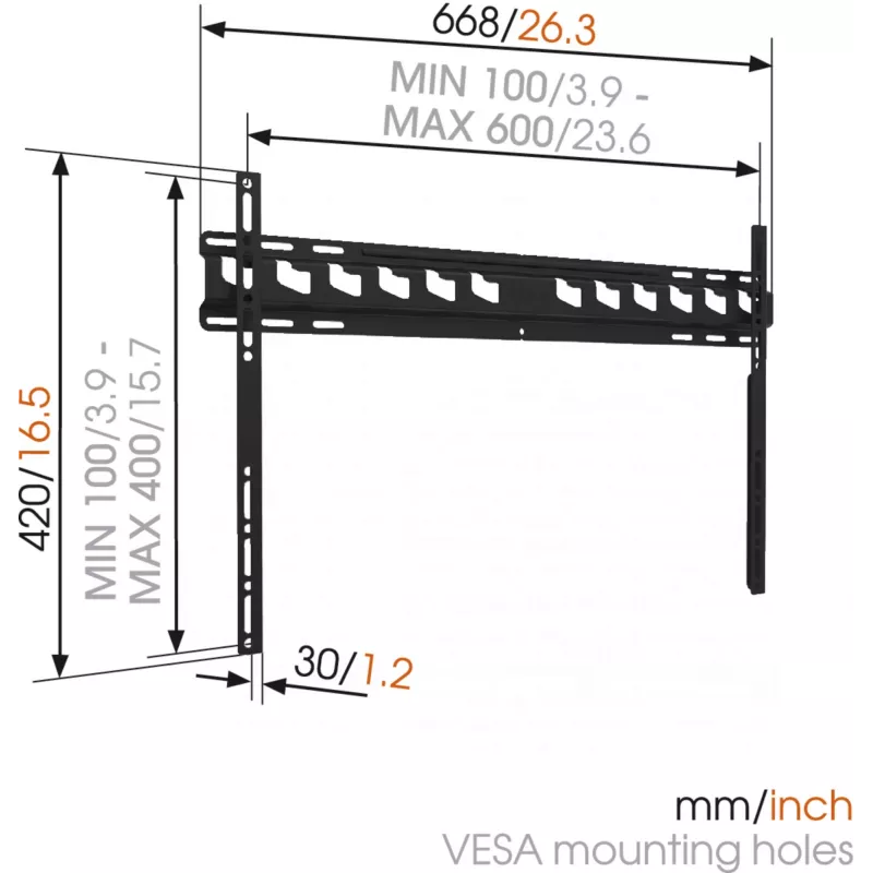 Vogels | Soporte de pared | MA4000-A1 | Fijo | 40-80 | Capacidad máxima 80 kg | Negro