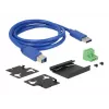 Delock 63309 hub USB industrial externo, 4 x USB 3.0 Type-A, protección ESD de 15 kV, carcasa metálica, montable en pared