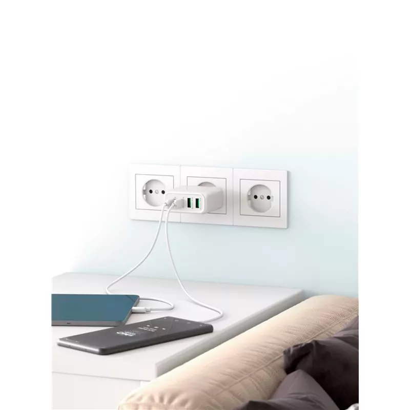 Goobay 64818 cargador para dispositivos móviles auriculares - portátil - smartphone blanco AC carga rápida interior (64818)