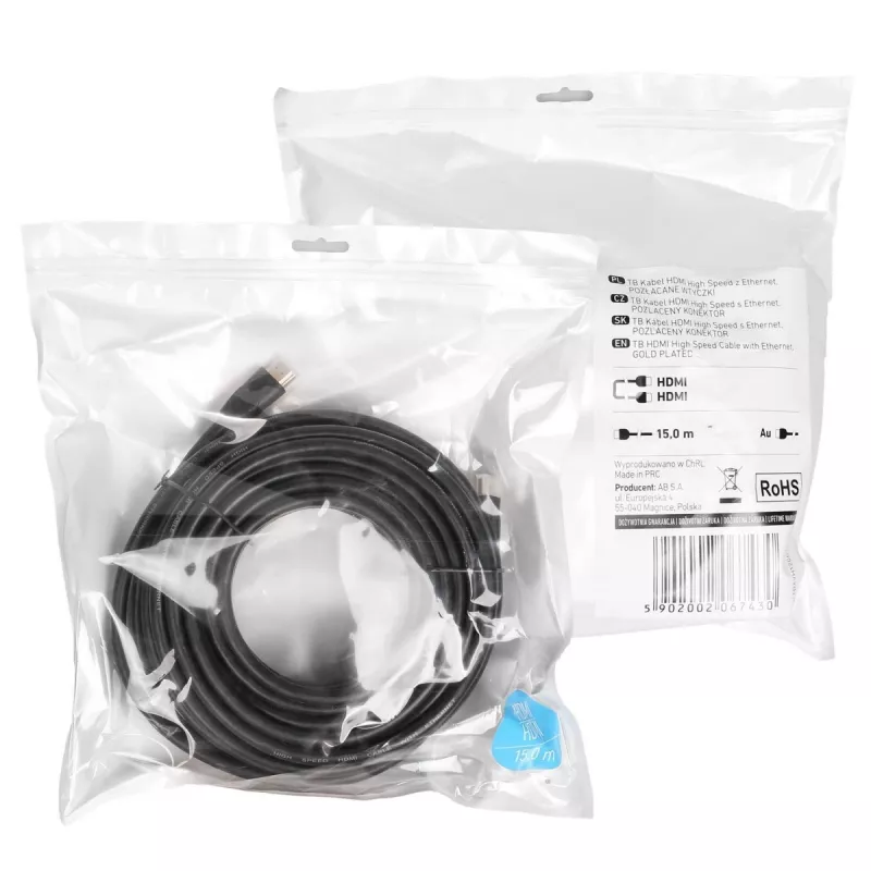 Cable HDMI v2.0 15 m dorado