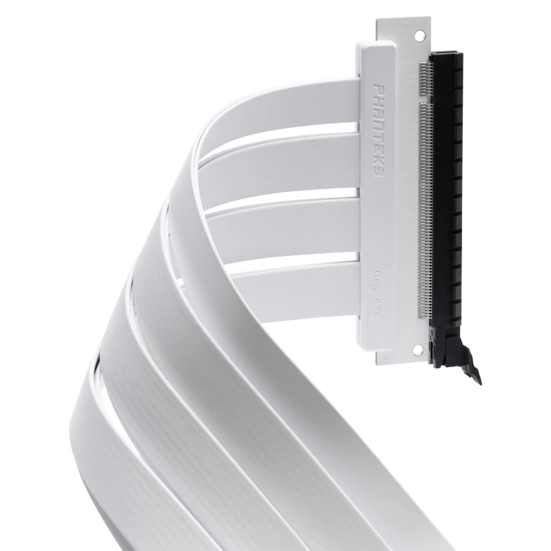 Cable plano Riser PCI-E 4.0 x16 PHANTEKS, 180 grados, 30 cm - blanco