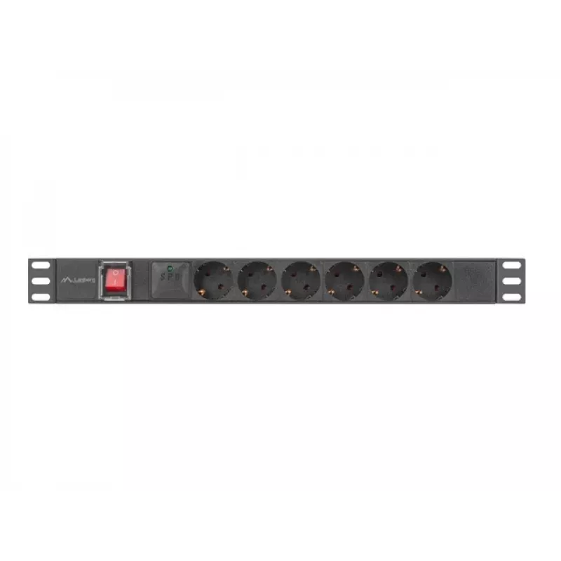 Lanberg PDU-05F-0200-BK unidad de distribución de corriente (PDU) 5 salidas AC 1U Negra