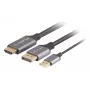 Adaptador de cable de vídeo Lanberg CA-HDDP-20CU-0018-BK 1,8 m DisplayPort HDMI + USB negro, plateado