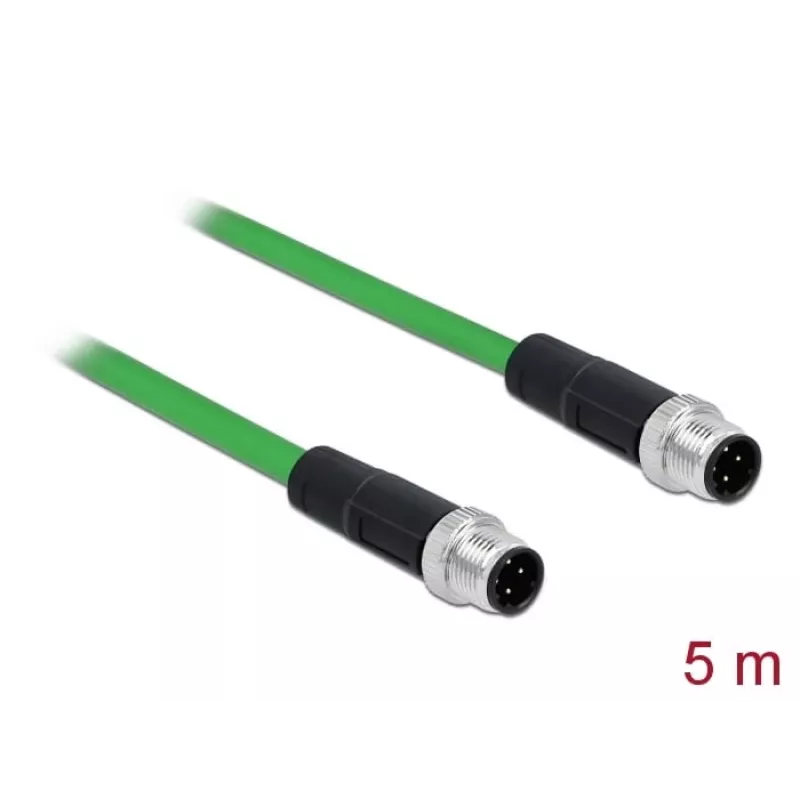 DeLOCK - Cable de red - M12 (4 polos) (M) a M12 (4 polos) (M) - 5,0 m - SF/FTP - libre de halógenos - verde (85920)