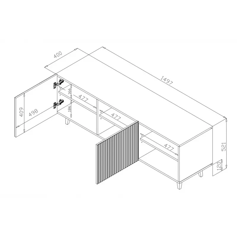 Mueble RTV Cama PAFOS 150x42x52 negro mate