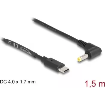 DeLOCK cable de alimentación USB Type-C a conector DC 4,0 x 1,7 mm, acodado, 1,5 m
