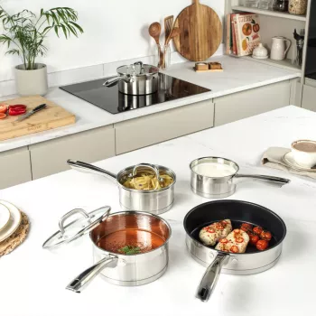 Set de ollas Salter BW06746EU7 — acero inoxidable set de 5 piezas con tapas