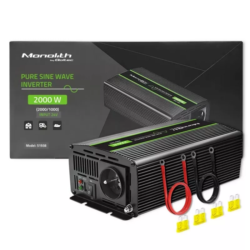 Inversor para coche Qoltec Monolith 2000 W Negro 24 V