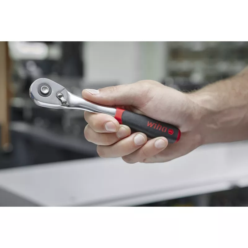 Wiha Reversible Ratchet 3/8 Push Button and Ball Lock negro/Rojo (45625)