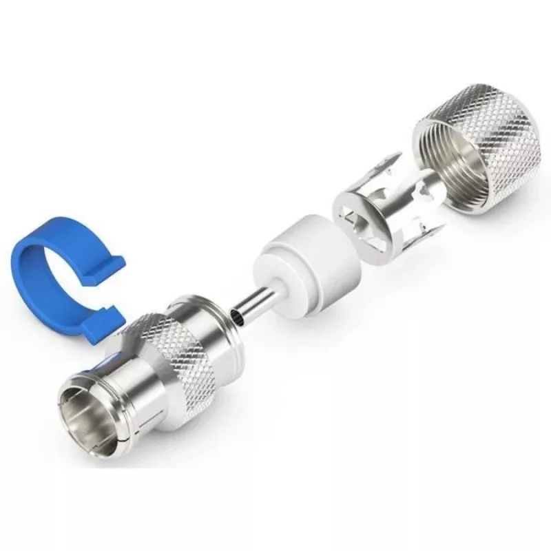 Toma IEC/Koax de instalación fácil (plata/azul, 6,5 - 8,0 mm)