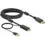 Adaptador de cable de vídeo DeLOCK 85966 5m HDMI tipo A DisplayPort USB Type-A Negro