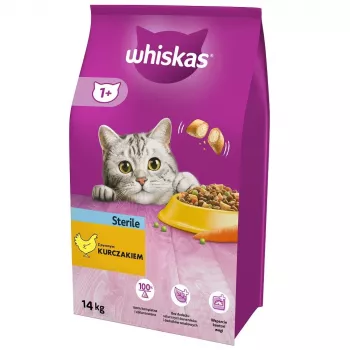 Pienso seco para gatos Whiskas Adult Chicken 14 kg — para gatos esterilizados/castrados, adultos, todas las razas