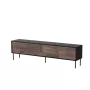 Mueble TV cama meble CORTINA 4D 200x40x55 cm, parte superior negra, frentes color nogal