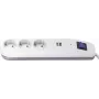 Regleta de enchufes REV ICE 3 tomas con puertos USB e interruptor, cable de 1,4 m, blanca