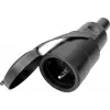 Conector hembra de red Bachmann conector hembra de goma maciza CEE7/3 con tapa desmontable, certificado VDE, IP44, negro
