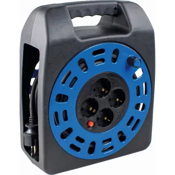 Caja con tambor de cable Bachmann 393.0060 — 20 m de cable, 4 tomas Schuko