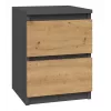 Mesita de noche Topeshop M2 ANTRACYT/ARTISAN 2 cajones antracita roble madera