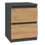 Mesita de noche Topeshop M2 ANTRACYT/ARTISAN 2 cajones antracita roble madera