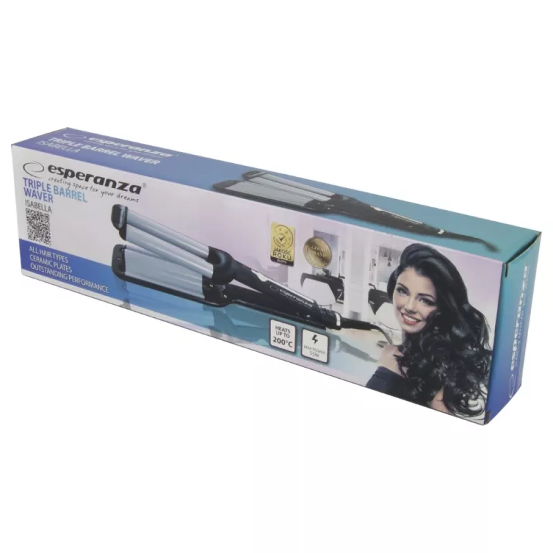 Rizador Esperanza EBL013 — 55 W, placas cerámicas, máx. 200 °C, cable giratorio de 1,8 m