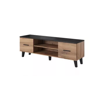 Soporte de TV Cama LOTTA 160 2D2K roble wotan/negro mate