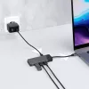 Hub USB Type-C Green Cell HUBGC01 — 7 conexiones: 3×USB‑A 3.2 Gen 1, 1×USB‑C 3.2 Gen 1, HDMI, lector de tarjetas microSD+SD — Plata