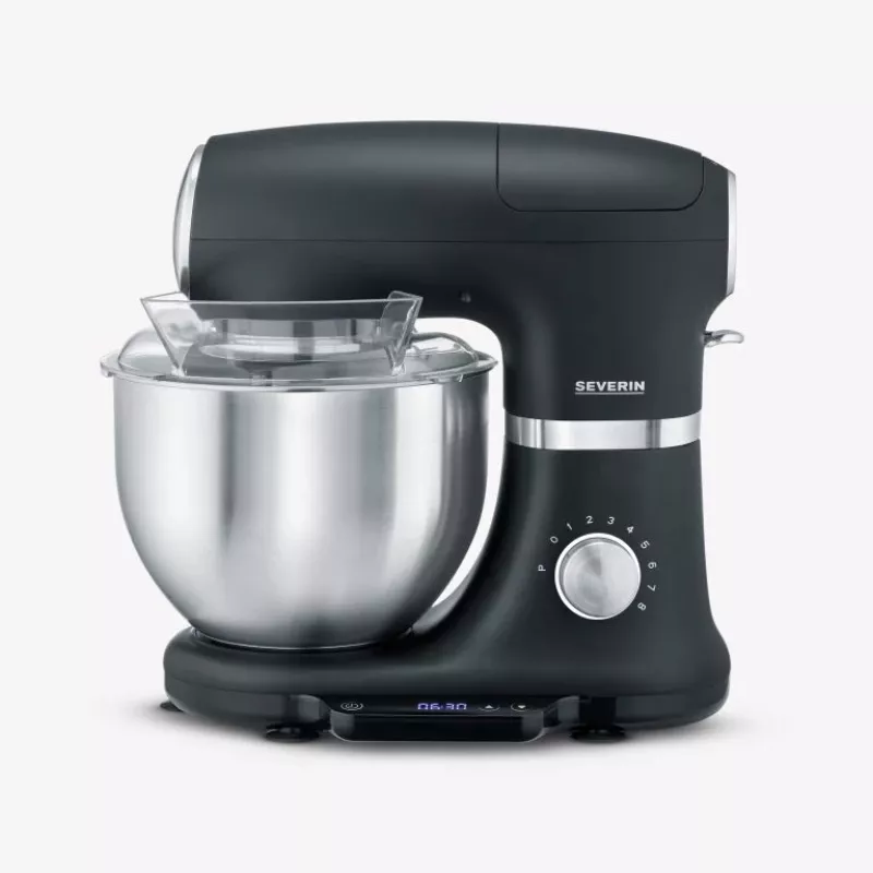 Robot de cocina Severin KM 3898 1000 W 5,5 L negro acero cepillado plata