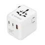 Fuente de alimentación de viaje GEMBIRD TPA-1A2C20-01-W — 20 W, USB-A (18 W) + 2× USB-C (20 W), enchufe tipo E, blanco